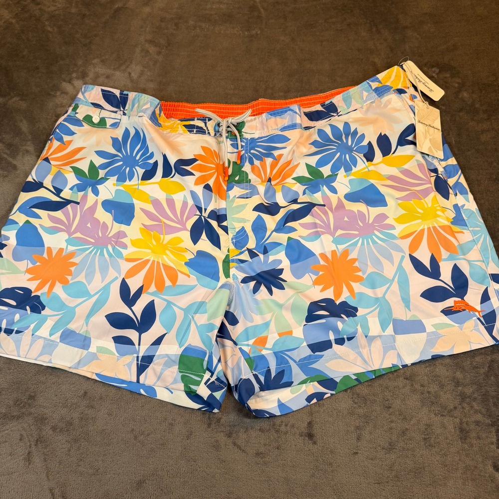 Tommy Bahama Rialto Luau Oasis Swim Trunks Mens 4XL Big Blue Floral Board Shorts